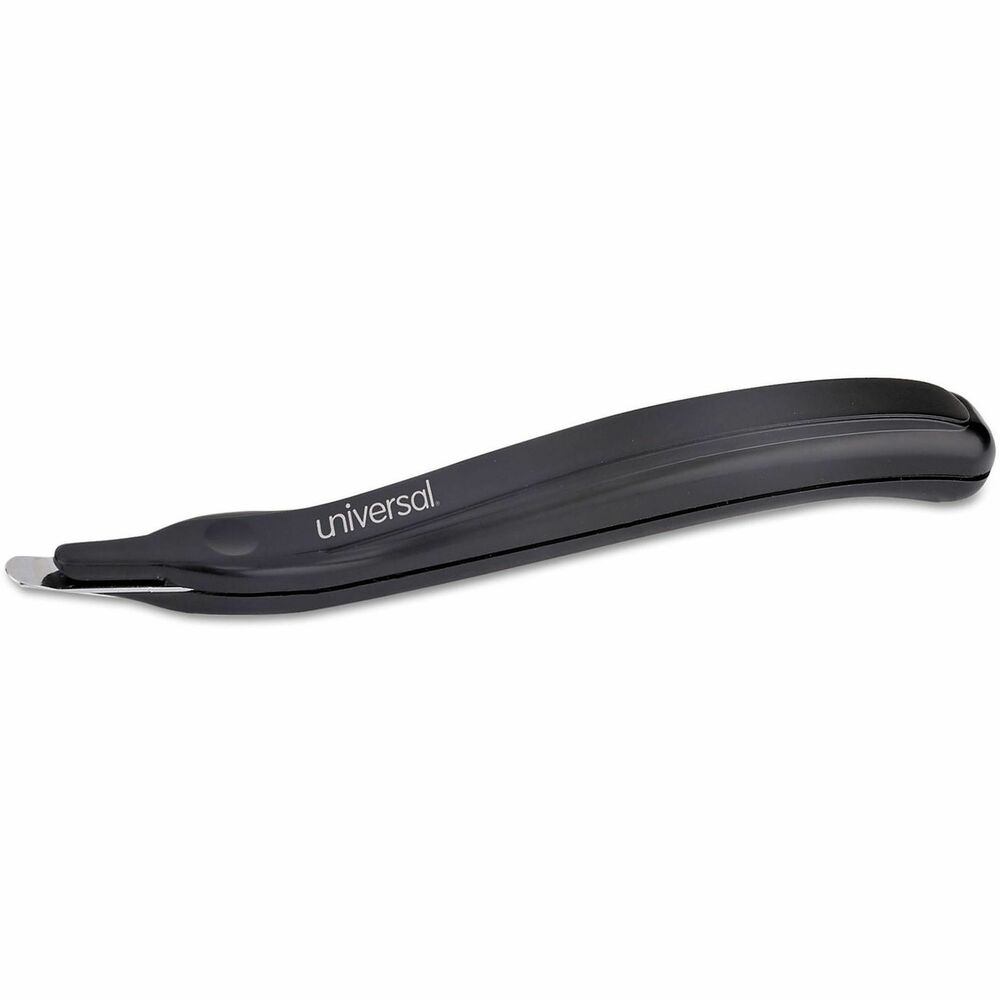 UNV10700 - The Universal Wand Style Staple Remover streamlines desk tasks with its efficient one-motion removal action. This 6" remover offers a comfortable grip and precision handling. When you remove a staple, the built-in magnet instantly collects it. Crafted from metal and plastic in a polished finish, this staple remover is built for reliability and everyday use in classrooms, offices or home workspaces.