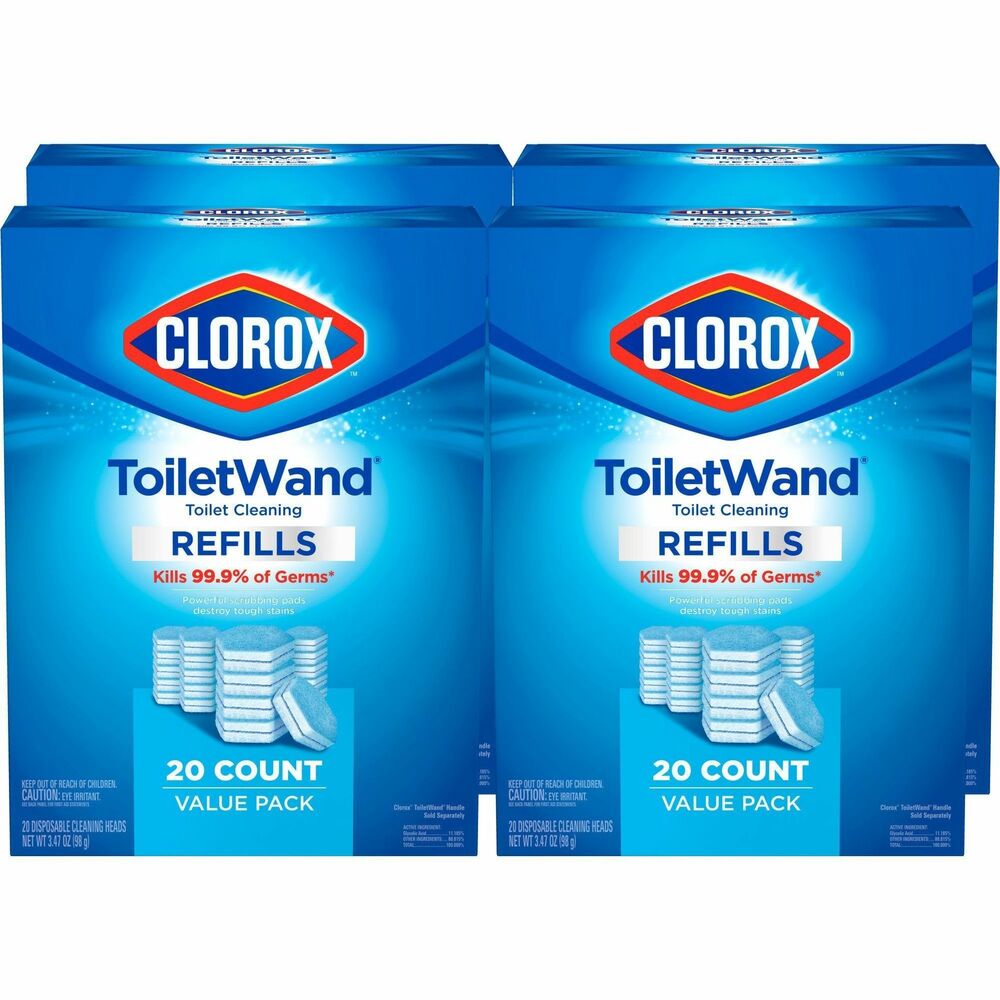 CLO31049CT - Get a clean start every time with Clorox ToiletWand Toilet Cleaning Refills. Each disposable scrubbing pad is preloaded with Clorox Cleaner that kills 99.9 percent of germs when used as directed. Scrubbing pads power through hard water and lime stains two times faster than when using a toilet brush with manual toilet bowl cleaner. Designed for optimal reach, hexagonal scrubbing pads conform to hard-to-reach areas like under the rim - no more bending and stretching. The fresh scent neutralizes odors without the bleach smell. Use this nonabrasive formula to sanitize a variety of surfaces, including porcelain, chrome, enamel and synthetic marble. Never touch an icky toilet brush again: disposable scrubbing pads conveniently pop off into the trash so you can toss the mess every time.