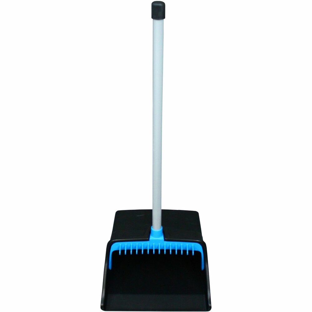 GJO85236 - Lobby Dustpan with a straight PVC handle provides a simple, cost-effective solution for cleaning. Intuitive locking handle locks pan in place for easy emptying. Extra-long fins effectively clean lint and debris from your broom (not included). Hand grip on pan allows you to easily lift and dispose of even heavy loads. 11-1/2" pan opening is standard size for general cleaning. Handle is 25" long.