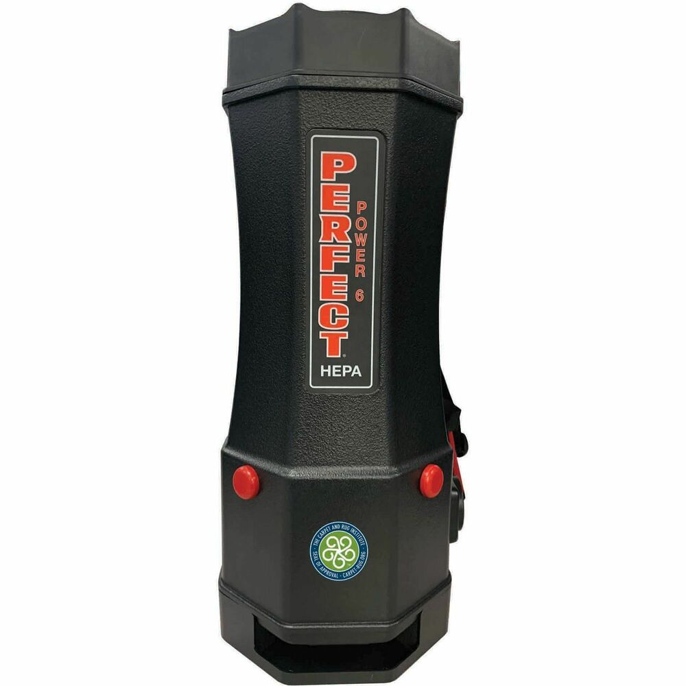 VACPP6 - Perfect 6-Quart Backpack Vacuum comes with a remote on/off switch that you can store in the backpack harness. Cord lock keeps the cord locked in place and plugged directly into the unit. Airflow indicator blinks if the bag is full or the machine is clogged, protecting the motor from overheating. CRI-certified vacuum shuts off in 15 seconds if airflow is impeded. Built-in heat sensor shuts motor off to prevent overheating. Backpacking harness features extra-cushioned, adjustable shoulder straps and a waist belt with built-in tool holders. Multiple filters include H-10 HEPA inner paper bag, SMS cloth bag and large HEPA exhaust filter for true clean air filtration. Static lift has a suction power of 120" or more suction power. Specially engineered vacuum directs exhaust away from your body. 90-degree elbow cuff rotates 360 degrees for easy use and swivels on both ends. 16/3 extension cord is 50' long to vacuum larger areas. Hose stretches from 4' to 7'.