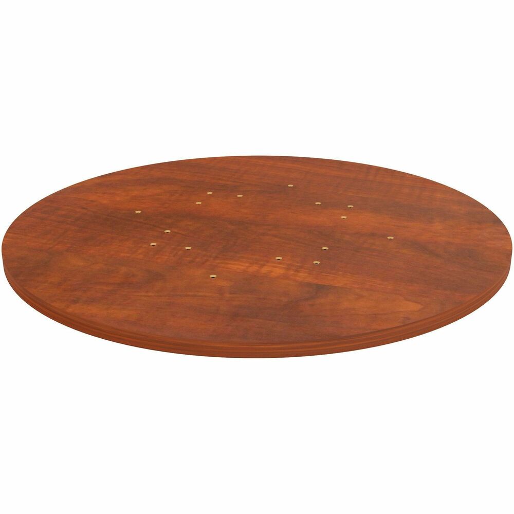 LLR87323 - Round tabletop is designed for use with hospitality, reception and conference tables including Lorell Essentials Series Wood Laminate Furniture that offers high-quality laminate construction and a contemporary design. Ideal for breakrooms, lobbies, meeting areas, executive offices and more, this 1" thick tabletop features a laminate surface and 3mm PVC edgebanding. For office or conference options, attach this tabletop to sturdy steel base (LLR87241 not included) or matching laminate base (LLR69436 not included) with screws matched to metal, predrilled holes. For hospitality options, choose from standard-height bases (LLR61641 or LLR61640) for standard seating or 40-3/4" high base (LLR61642 or LLR61643) for standing or elevated seating.