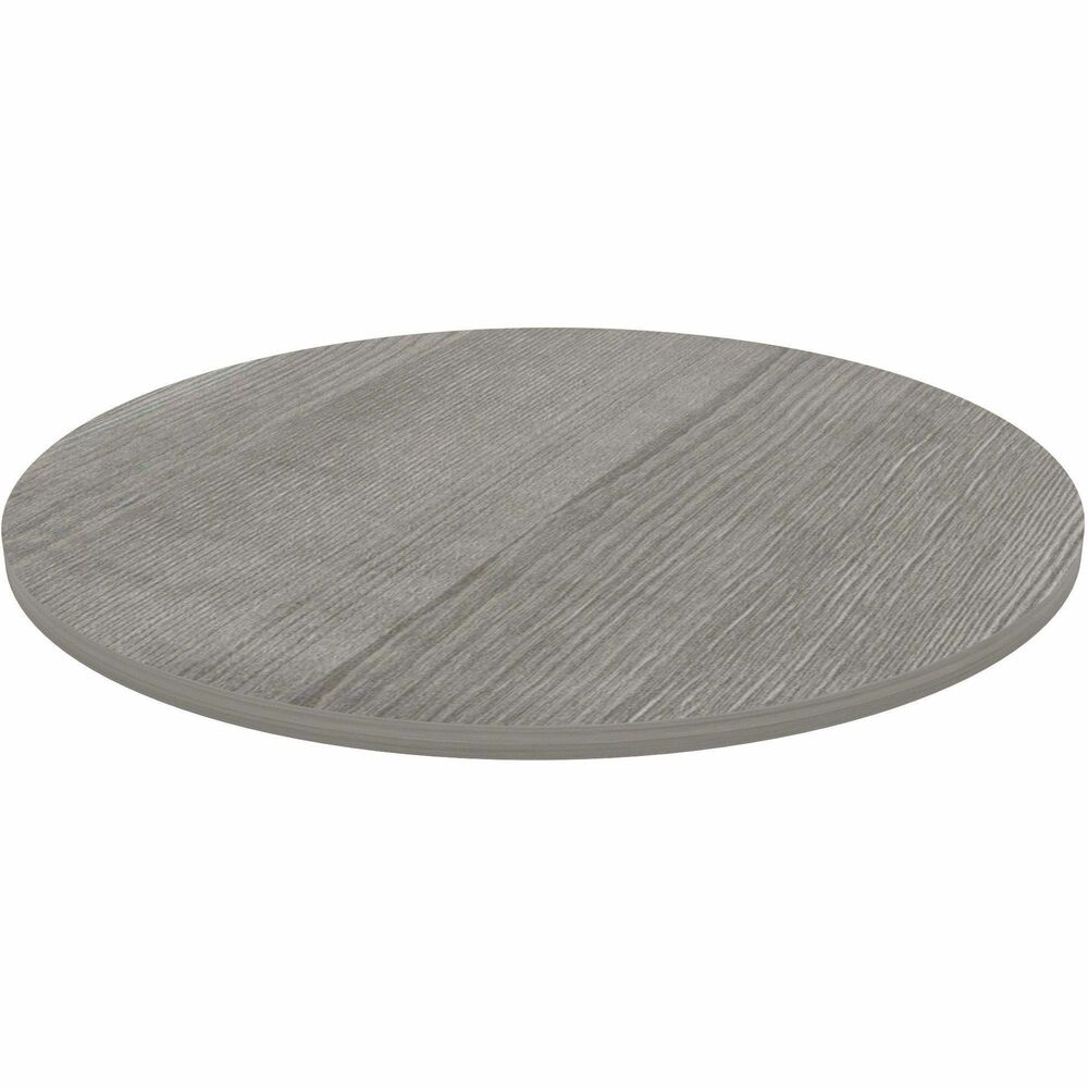LLR69600 - Round tabletop is designed for use with hospitality, reception and conference tables including Lorell Essentials Series Wood Laminate Furniture that offers high-quality laminate construction and a contemporary design. Ideal for breakrooms, lobbies, meeting areas, executive offices and more, this 1" thick tabletop features a laminate surface and 3mm PVC edgebanding. For office or conference options, attach this tabletop to sturdy steel base (LLR87241 not included) or matching laminate base (LLR69589 not included) with screws matched to metal, predrilled holes. For hospitality options, choose from standard-height bases (LLR61641 or LLR61640) for standard seating or 40-3/4" high base (LLR61642 or LLR61643) for standing or elevated seating.