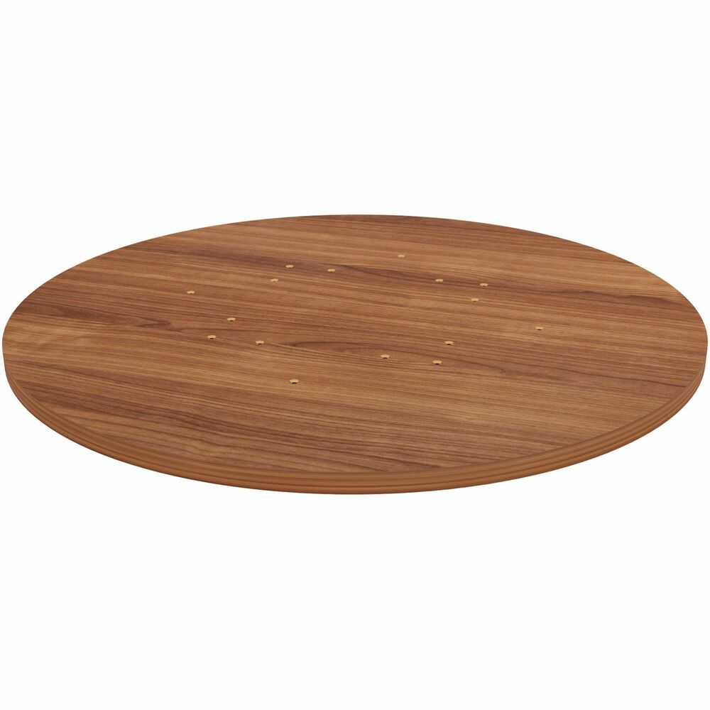 LLR69960 - Round tabletop is designed for use with hospitality, reception and conference tables including Lorell Essentials Series Wood Laminate Furniture that offers high-quality laminate construction and a contemporary design. Ideal for breakrooms, lobbies, meeting areas, executive offices and more, this 1" thick tabletop features a laminate surface and 3mm PVC edgebanding. For office or conference options, attach this tabletop to sturdy steel base (LLR87241 not included) or matching laminate base (LLR69991 not included) with screws matched to metal, predrilled holes. For hospitality options, choose from standard-height bases (LLR61641 or LLR61640) for standard seating or 40-3/4" high base (LLR61642 or LLR61643) for standing or elevated seating.