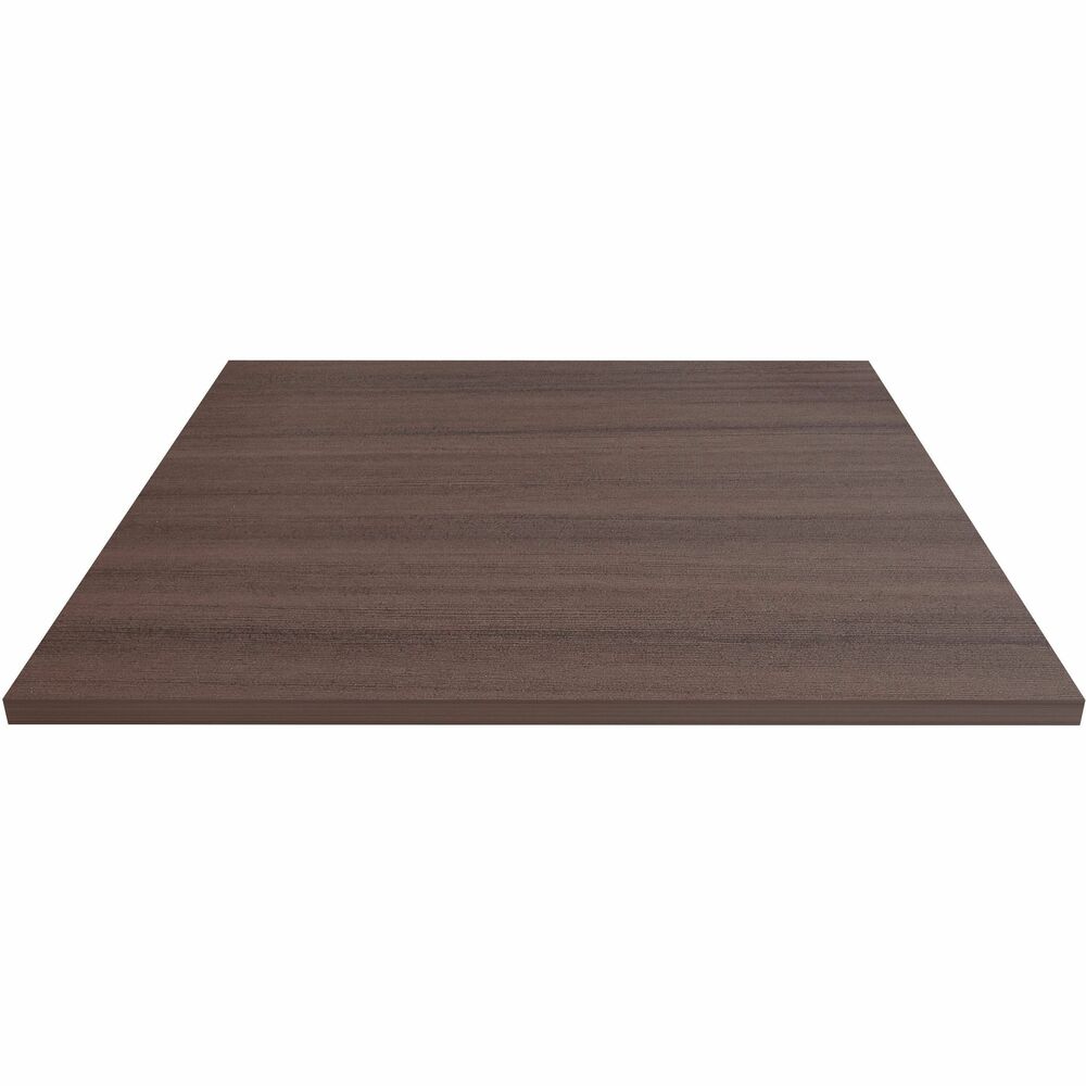 LLR18252 - Square tabletop is designed for use with hospitality, reception and conference tables including Lorell Essentials Series Wood Laminate Furniture that offers high-quality laminate construction and a contemporary design. Ideal for breakrooms, lobbies, meeting areas, executive offices and more, this 1" thick tabletop features a laminate surface and 3mm PVC edgebanding. For office or conference options, attach this tabletop to sturdy steel base (LLR87241 not included) with screws matched to metal, predrilled holes. For hospitality options, choose from standard-height bases (LLR61641 or LLR61640) for standard seating or 40-3/4" high base (LLR61642 or LLR61643) for standing or elevated seating.