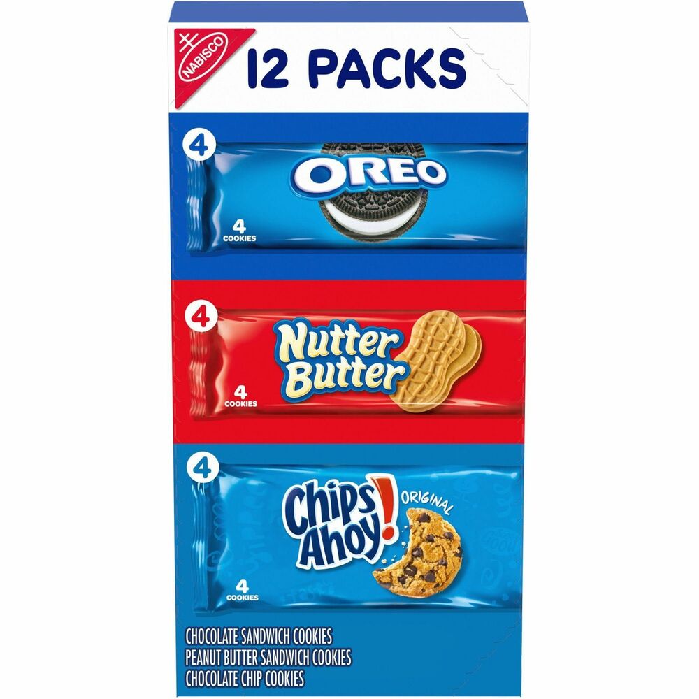 MDZ07486 - Cookie Variety Pack includes Oreos, Nutter Butters and Chips Ahoy cookies for a sweet treat you can enjoy on-the-go. Assorted snacks are deliciously flavorful. They come in convenient cookie packs for portability.