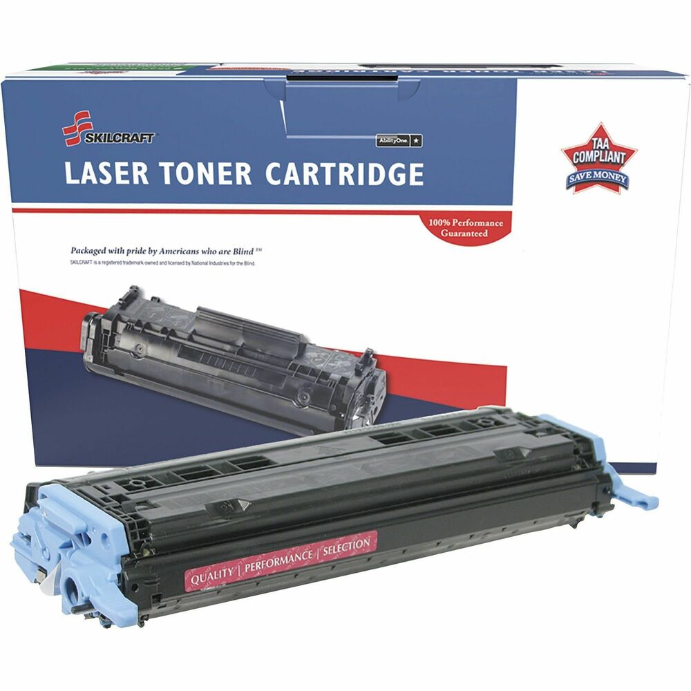 NSN6962221 - Remanufactured toner cartridge is designed for use in HP Color LaserJet 1600, 2600, 2600N, 2600DN, 2600DTN, 2605DN, 2605DTN, CM1015 MFP and CM1017 MFP. AbilityOne toner provides strategic opportunities to address a variety of customer needs, including significant savings, guaranteed performance, compliance with executive orders and free recycling solutions. Plus, every purchase creates jobs for people with disabilities. TAA-compliant cartridge is assembled in the U.S.A., made using 35 percent post-consumer content and meets ISO 14001 recycling standards.