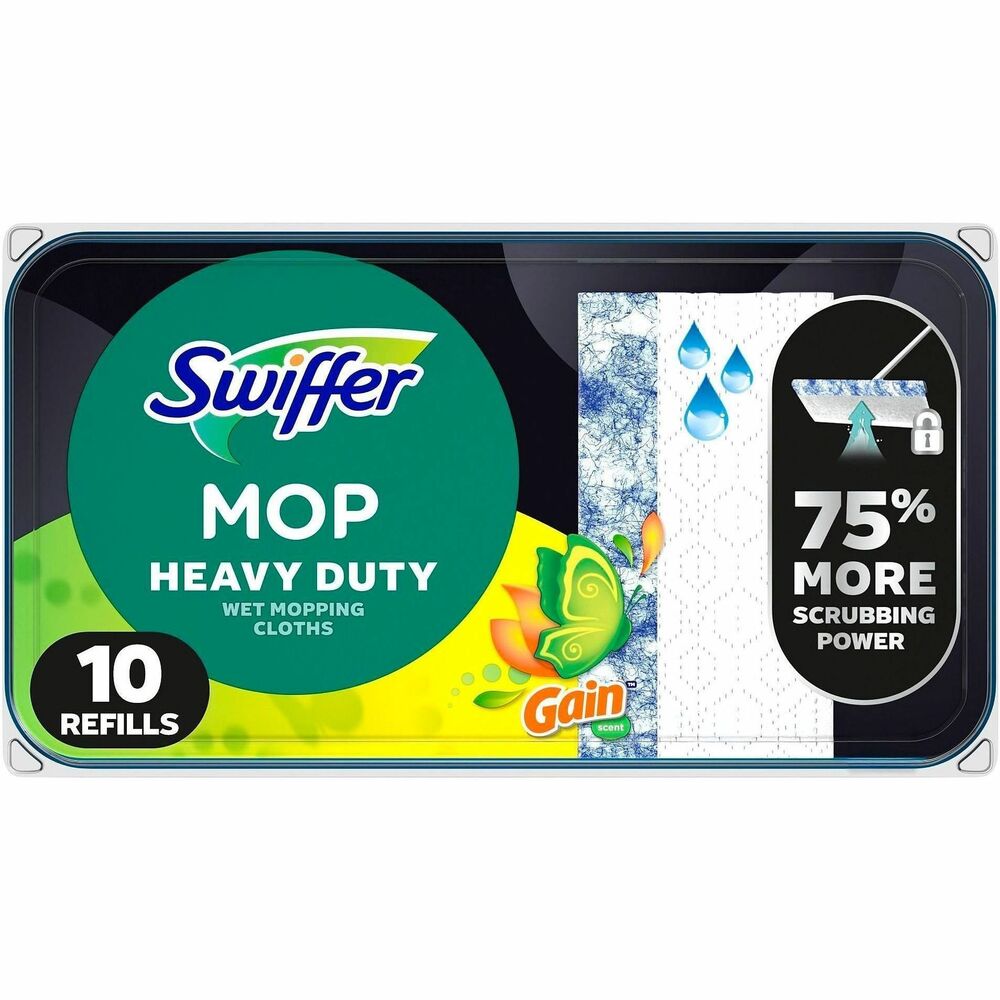 PGC76471 - Sweeper Heavy-Duty Wet Mopping Cloths deliver 75-percent more scrubbing power to tackle tough messes. Pads are designed for quick cleanups in small spaces. Use on finished floors in kitchens, bathrooms and more. Avoid use on unfished wood, non-sealed tiles or carpet.   