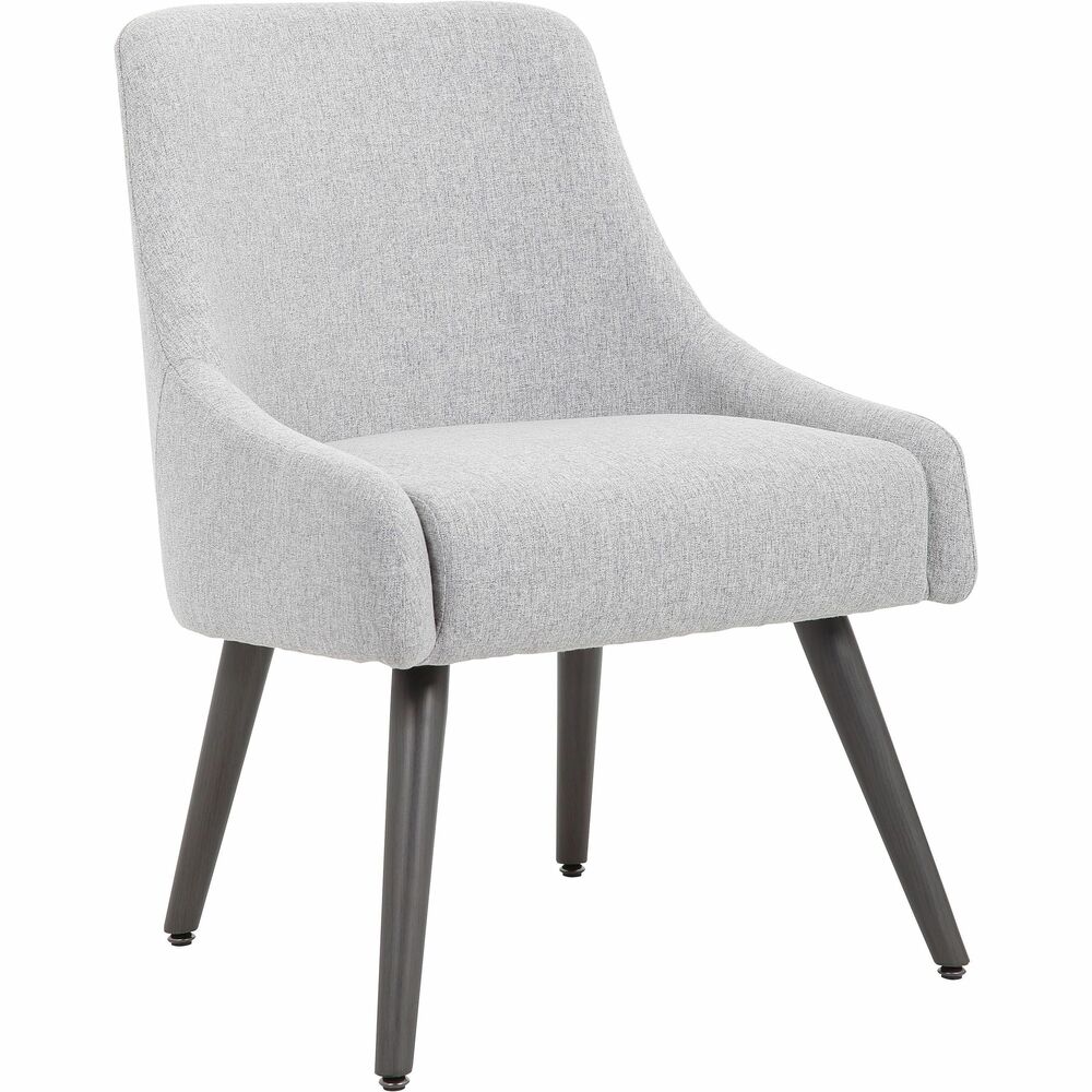 BOP579GY - Boyle Guest Chair features a unique curved back. Seat is padded with foam for comfort. Chair is upholstered in a soft-touch, poly-linen weave. It is equipped with four wood-tone, metal legs.
