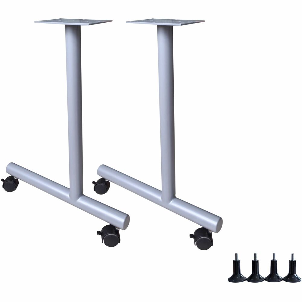 LLR60800 - Invent Training Room C-Leg Base offers dependable support for tabletops (not included) up to 72" wide using a compatible stiffener bar (not included). Sturdy, 5"x 8" top plate on the base firmly attaches your top. For versatile use, this set of two legs comes with four glides and four casters (two locking). Add a modesty panel (not included) for privacy.