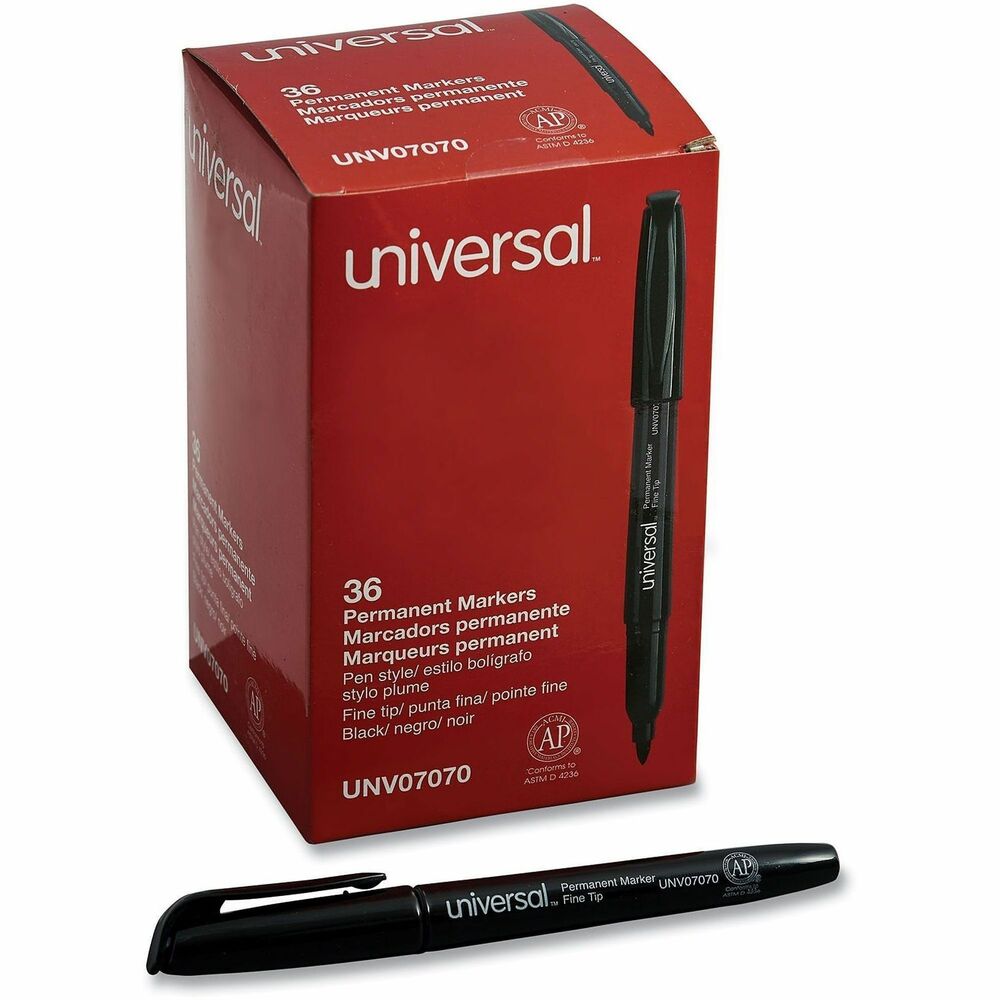 UNV07070 - Write, sketch and design-express yourself more clearly. Consistent and convenient, these pen-style markers deliver superior writing comfort. Fine bullet tip lends itself to high-detail marking tasks. Bold, permanent ink lays down vivid, clean lines on nearly any surface. Low-odor formula is ideal for classrooms and confined spaces.