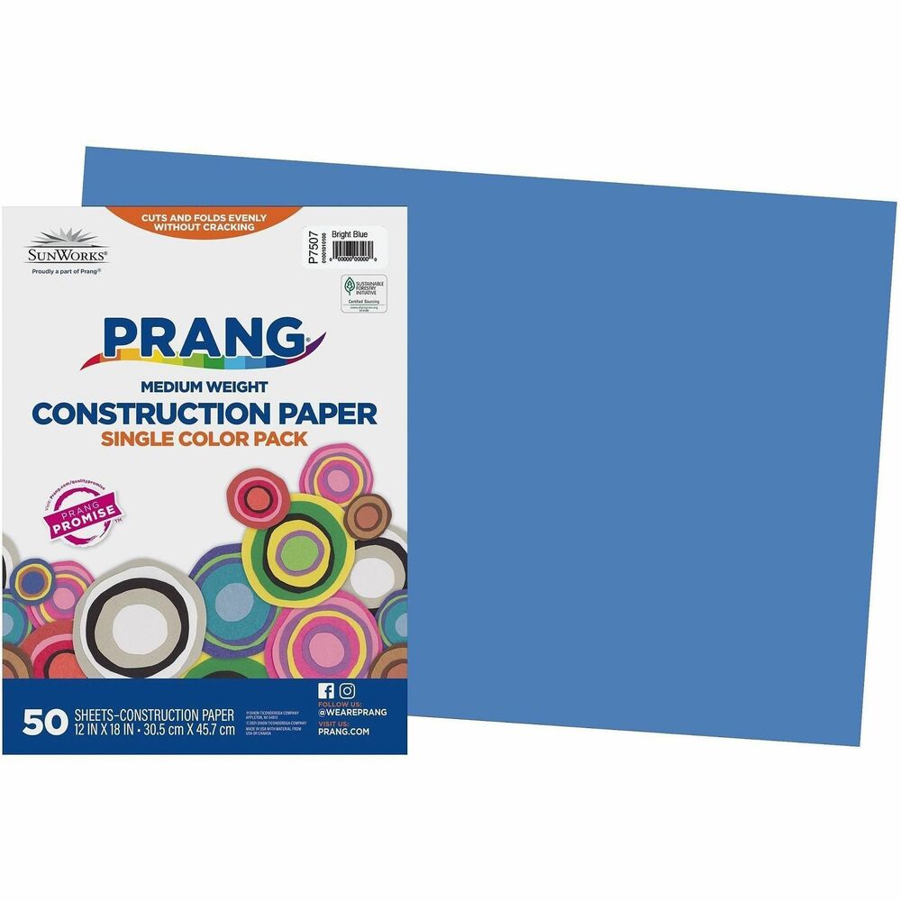 DIXP75070001 - Vibrant bright blue construction paper that makes your craft projects pop, sized 12x18 inches.