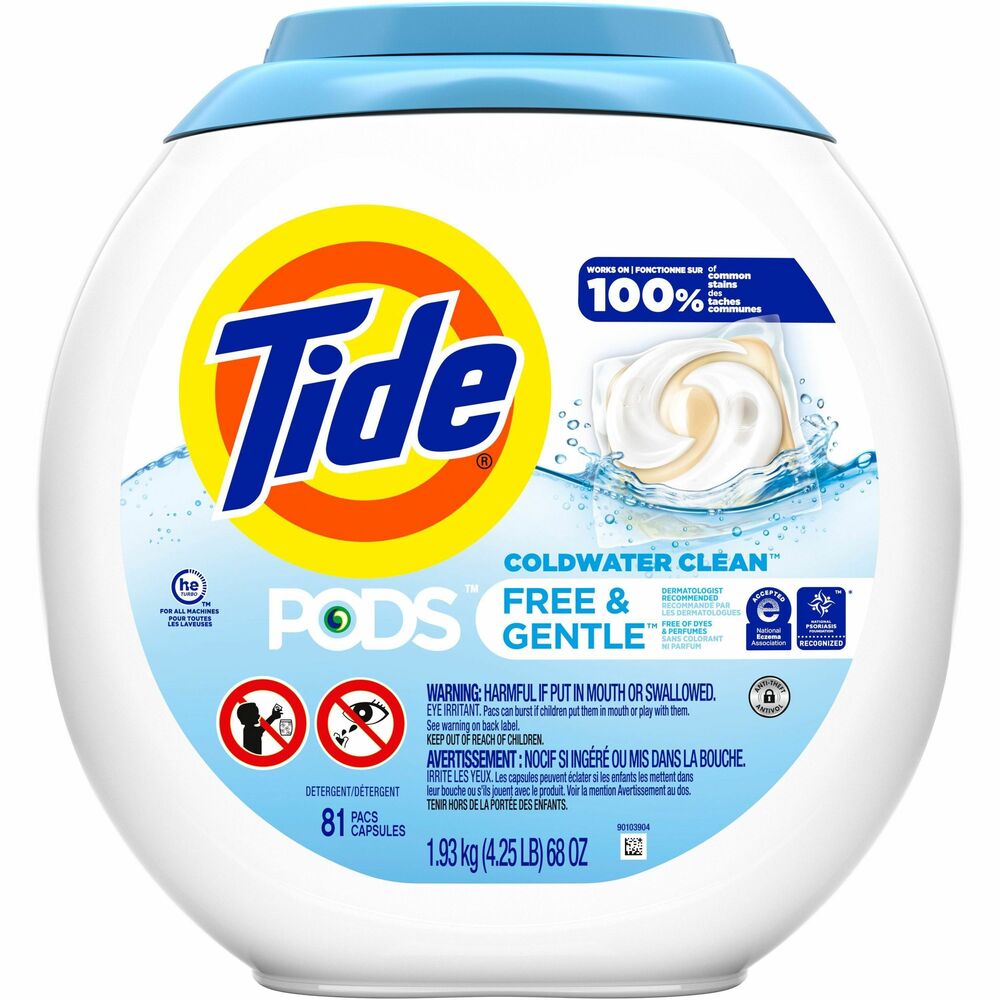 PGC91798CT - Taking care of sensitive skin and your laundry doesn't have to be hard. Each Tide PODS contains breakthrough three-in-one laundry solution with super-concentrated detergent, stain remover and color protector that is free of dyes and perfumes. Simply put in one pac for most loads, but use two pacs for large loads and three pacs for extra-large loads. For a simple, worry-free laundry experience that's gentle on skin, Tide PODS Free and Gentle laundry detergent will keep your family looking and feeling great. It outperformed the leading free detergent on 10 different stains. Unlike many other HE detergents that can slow washers down because of too many suds, Tide HE Turbo contains quick-collapsing suds and targets tough stains so you can get amazing results without the extra rinse cycles to remove the suds.