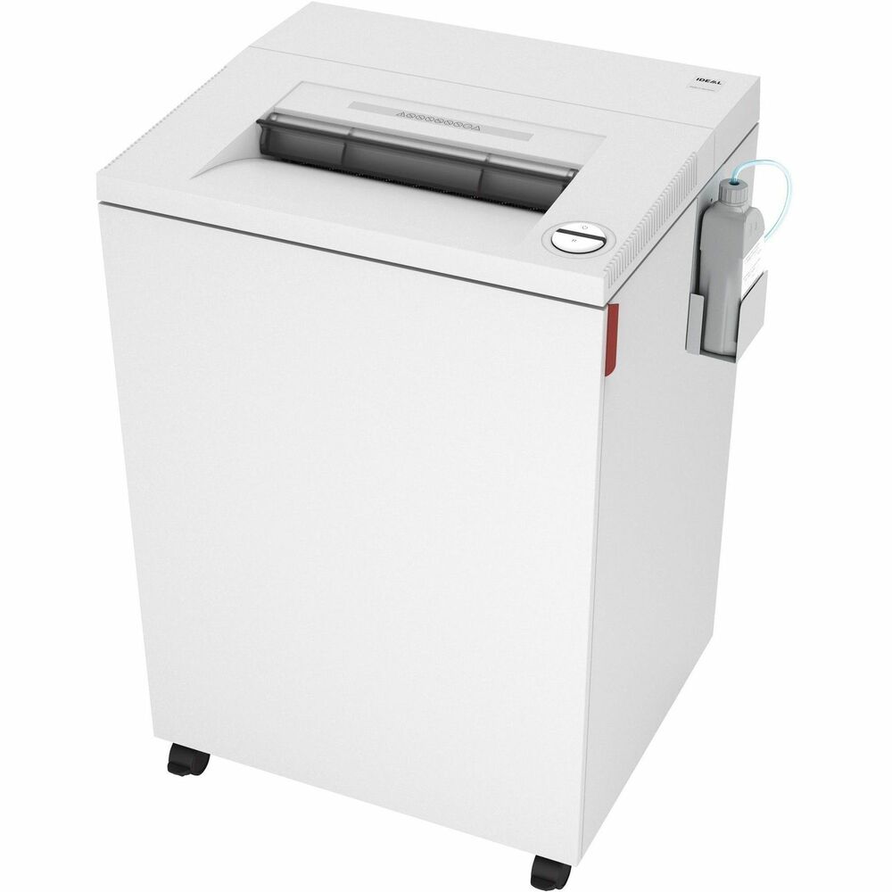 ISRIDEDSH0396OH - 4003 Cross-Cut P-4 Shredder is designed for busy offices and high-volume shredding environments for 18 to 20 people. It is rated for continuous operating and reducing document volume. High-quality, solid steel cutting heads minimize downtime while shredding paper, staples, paper clips, credit cards and CD/DVDs. High-quality, wooden, easy-open cabinet is mounted on casters for easy mobility. Shredder is equipped with a large, 16" feed opening and powerhouse, 44-gallon bin that is impact-resistant and easily removable. Large but quiet 1-3/4 horsepower motor chews through 24 to 26 sheets of paper at once and up to 917 sheets per minute. Electronically controlled, transparent safety shield in the feed opening protects fingers. Electronic Capacity Control (ECC) monitors document feeding to prevent jams.