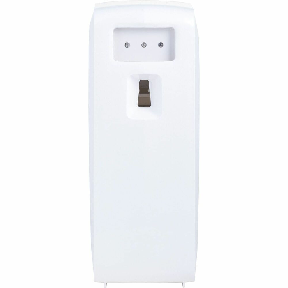 FRSMACBLX - Fusion Metered Aerosol Dispenser is compatible with both Fusion 3000 and 9000 refills (none included). Three interval settings and time-of-day options ensure the right amount of fragrance for different spaces. Wall-mountable design keeps it out the way. White finish fits all decor. All mounting options (screws, wall anchors and double-sided tape) are included. Dispenser requires two AA batteries (not included).