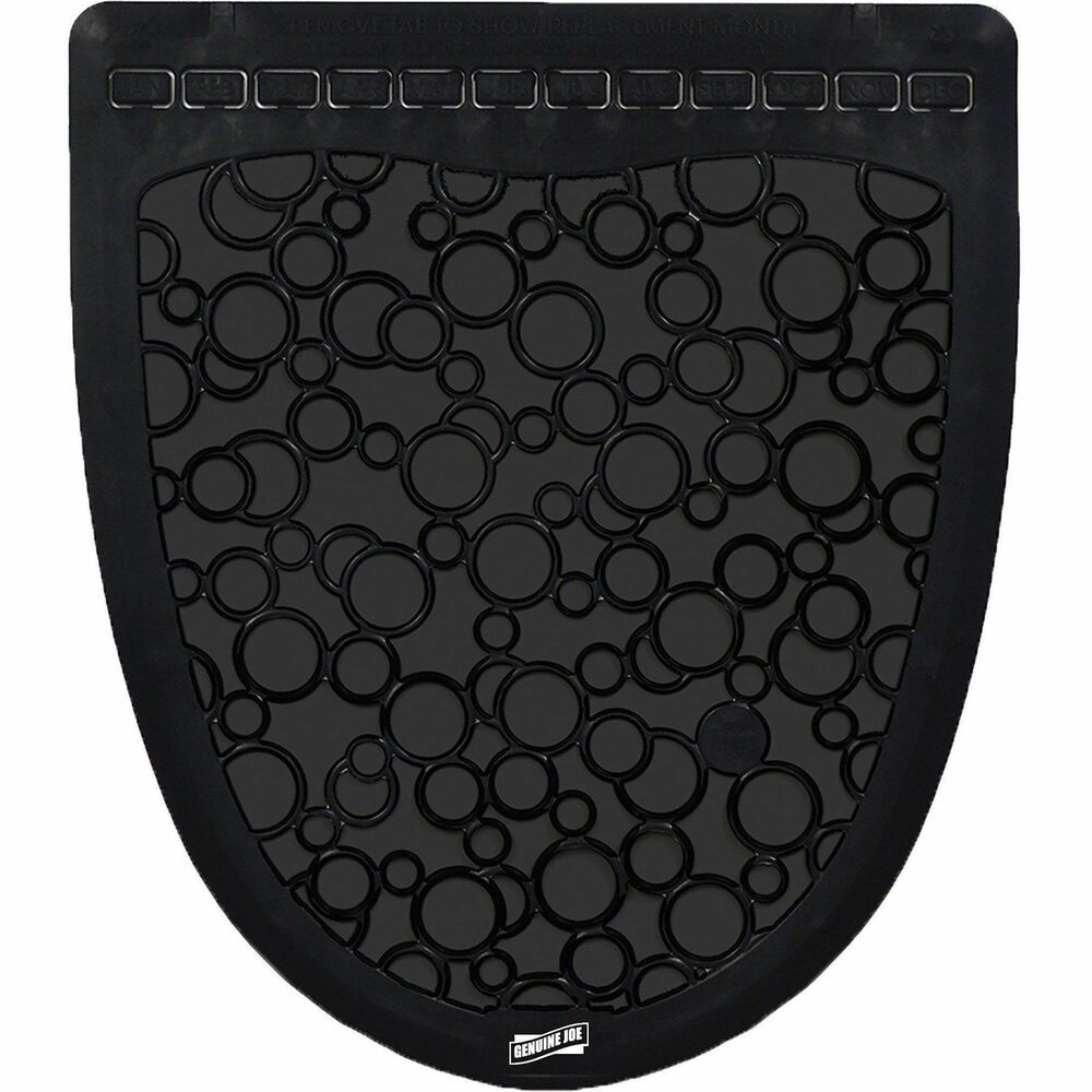 GJO85201 - The P-Shield urinal mats absorb and neutralize two to four times the amount of urine compared to competitive urinal mats. They prevent floor damage and costly repairs caused by discoloration and uric acid. They include helpful date tabs for replacement reminders. Ideal for many facilities, the P-Shield prevents the tracking of urine outside the restroom for a more hygienic facility.