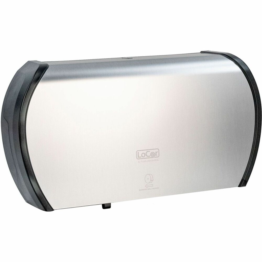 SOLD67041N - Next Generation Jumbo Twin Bath Tissue Dispenser is a high-capacity dispensing system that reduces labor costs with fewer roll replacements. High-capacity construction holds two jumbo, two-ply, 1200' long rolls (not included). Modern design upgrades the appearance of any washroom while maximizing efficiency. Translucent side panels let you monitor paper levels. Bottom sliding door lets you access a reserve roll to reduce waste. Dispenser meets ADA guidelines when installed according to ADA dispenser installation guidelines.