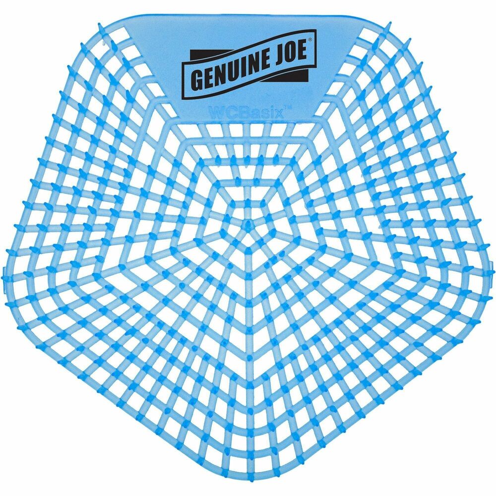 GJO85189 - Urinal screen reduces urine splash, keeps restrooms cleaner and freshens urinals for 30 days. It contains beneficial bacteria that consume odors at the source. Two-sided design eliminates installation errors. Webbed shape lets liquid flow through while preventing debris from going down the drain. Each screen features a pleasant, Cotton Blossom fragrance.