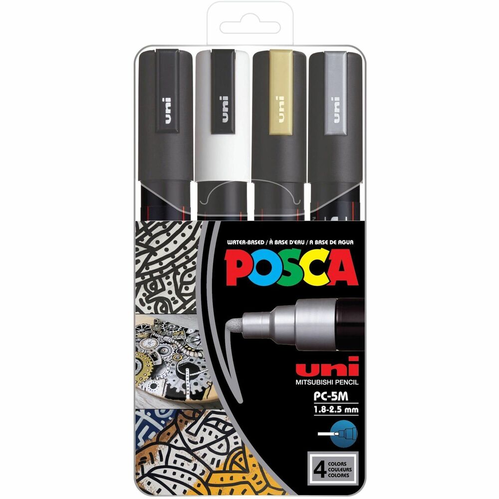 UBCPC5M4C - Uncap your imagination with POSCA PC-5M Paint Markers, featuring water-based paint ideal for customizing or decorating any type of surface. 1.8mm to 2.5mm medium tip is reversible, ensuring a clear, precise paint line and beautiful color. Markers are designed for all types of professions including artists, hobbyists, decorators, surfers, skaters and more. Use these markers for coloring, line drawing and ornamentation on a multitude of surfaces. Dilute, mix or blend the paint ink to create stunning effects for your indoor or outdoor projects. POSCA paint ink is permanent on porous surfaces and erasable on most smooth, nonporous materials. They're easy to use so beginners can explore their creativity. Nontoxic, opaque paint will empower your creativity.