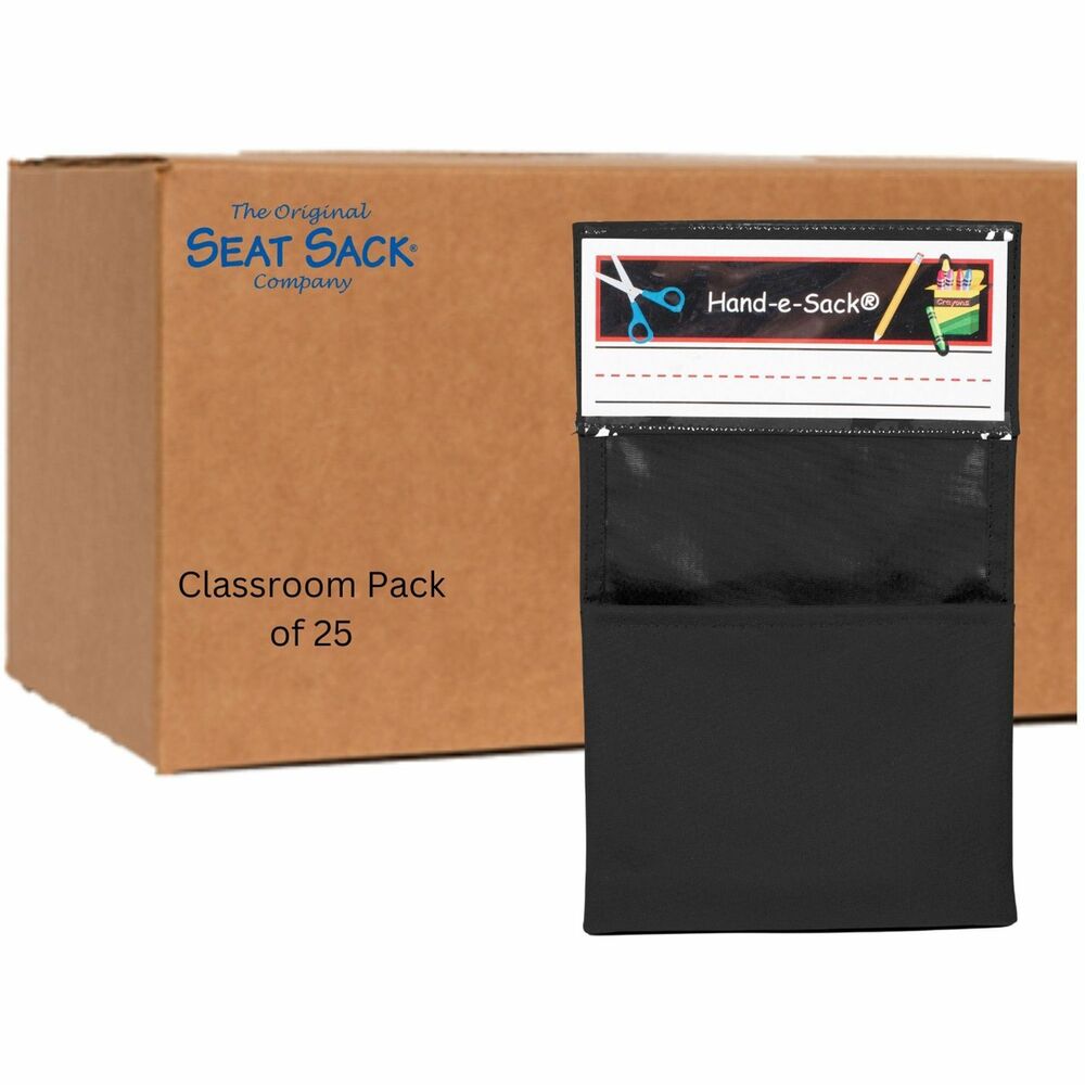 SSK50193 - Perfect for the side of a desk or school table, the Hand-e-Sack storage pouch sticks to most surfaces with its interlocking system. It easily holds hand sanitizer, flash cards, crayons, scissors, glue sticks, cell phone, calculators and more. Hanging organizers for desks use space along the side of desks and tables to create additional storage space with ease. With a designated place to store their miscellaneous school supplies, students won't have to dig and rummage through backpacks to find important school supplies. They are also perfect in hospitals or nursing homes to hang from a bedside table for small items such as remotes or eyeglasses. Made from high-quality materials, the Hand-e-Sack is double-stitched to prevent rips or tears, ensuring it will last for years to come.
