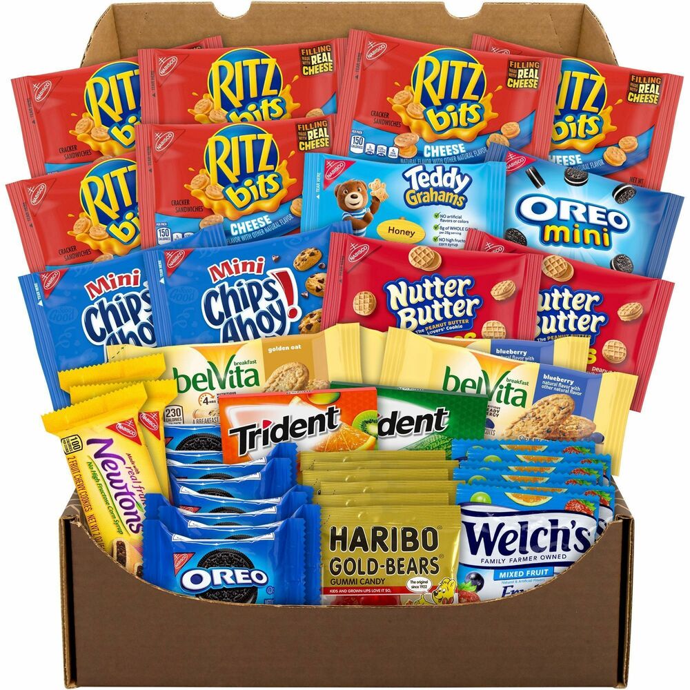 GRR70000037 - Get all your lunchbox favorites with this mix of cookies, crackers, candies and gum. Care Package Snack Box offers something for everyone. It contains Ritz Crackers, Oreos, Welch's Fruit Snacks, Trident Gum and more. Variety pack is perfect for parties, road trips, lunchboxes and more.