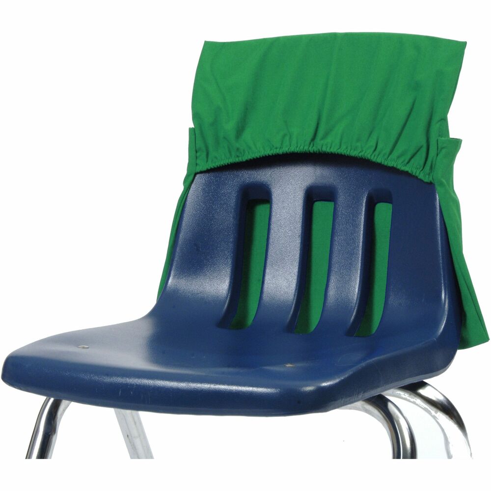 SSK01192 - Simply slide this one-pocket Seat Sack over a student's chair for quick, convenient, instant organization and storage of school materials. Elastic added across the entire back is designed for classrooms with a large range of chair backs and the hard-to-fit chairs that have measurements of 14" or less across the top of the back. Elastic helps to hold the seat pocket in place on the chair. Roomy storage pocket features a 2" gusset to expand for extra storage. Clear plastic sleeve holds a replaceable name tag. Machine-washable Seat Sack is made of a durable, premium, high-quality, poly/cotton laminated material that is sewn and backstitched. It is certified flame-resistant, CPSIA and Prop 65 and meets additional CA and EU standards. Use on chairs in the classroom, home office, library, music room, church, synagogue or anywhere extra storage space is needed. Set includes a name card for each Seat Sack.
