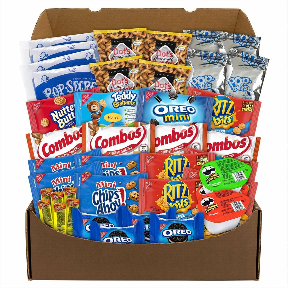 GRR70000085 - It's time to embrace your indulgent side during these stressful times with this Quarantine Snack Box. Packed with tons of different chips, cookies and crackers, this box will surely put a smile on your face. Enjoy a mix of Nabisco assorted cookies; Keebler cookies and crackers; Pringles; Combos; Pop-Tarts; Slim Jims; and Pop Secret Popcorn.