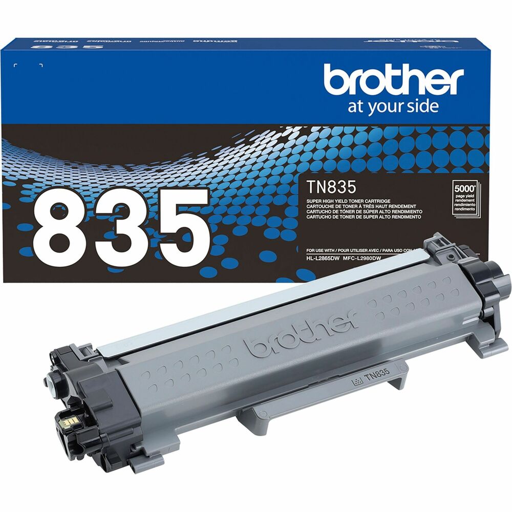 BRTTN835 - Print confidently with Brother Genuine TN835 Super High Yield Black Toner Cartridges. Expertly engineered, Brother Genuine is the only toner brand recommended for Brother Monochrome (black-and-white) Laser Printers. A cost-effective solution for small offices and small workgroups, this cartridge produces sharp results and delivers the highest yield for compatible devices of up to 5,000 pages. Brother Genuine Toner is the reliable choice for producing professional documents. When it's time to replace the printer's toner cartridge, the Brother Genuine brand provides a streamlined experience. For best results, use with Brother single-function and all-in-one monochrome laser printers: HL-L2865DW and MFC-L2980DW.