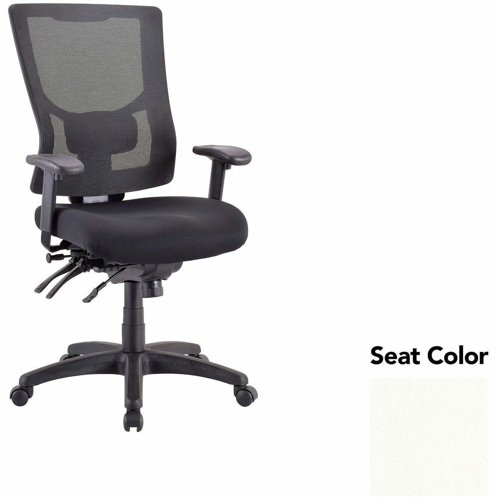LLR62000103 - Executive chair with a high-back features a mesh back that allows air to flow freely when you're seated to help you stay cool throughout the day. Upholstered seat cushion provides comfortable support through years of use. Lumbar support offers ergonomic support for your lower back to help prevent strain through extended seating. Executive chair also includes a ratchet back, seat slider seat, tilt tension and more.