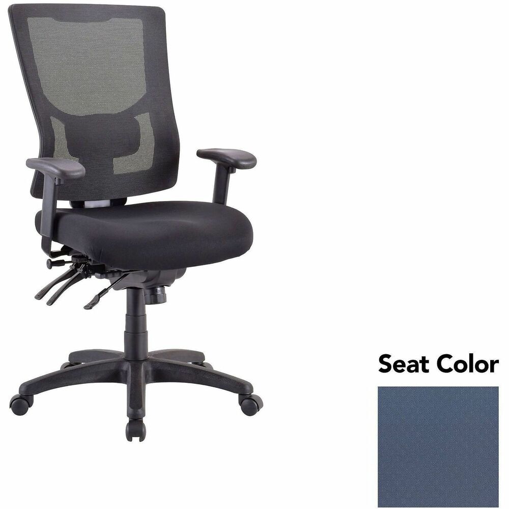 LLR6200001 - Executive chair with a high-back features a mesh back that allows air to flow freely when you're seated to help you stay cool throughout the day. Upholstered seat cushion provides comfortable support through years of use. Lumbar support offers ergonomic support for your lower back to help prevent strain through extended seating. Executive chair also includes a ratchet back, seat slider seat, tilt tension and more.