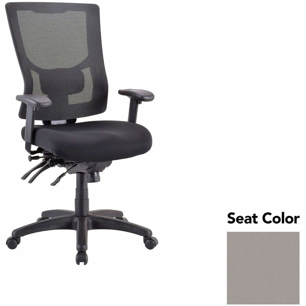 LLR62000071 - Executive chair with a high-back features a mesh back that allows air to flow freely when you're seated to help you stay cool throughout the day. Upholstered seat cushion provides comfortable support through years of use. Lumbar support offers ergonomic support for your lower back to help prevent strain through extended seating. Executive chair also includes a ratchet back, seat slider seat, tilt tension and more.