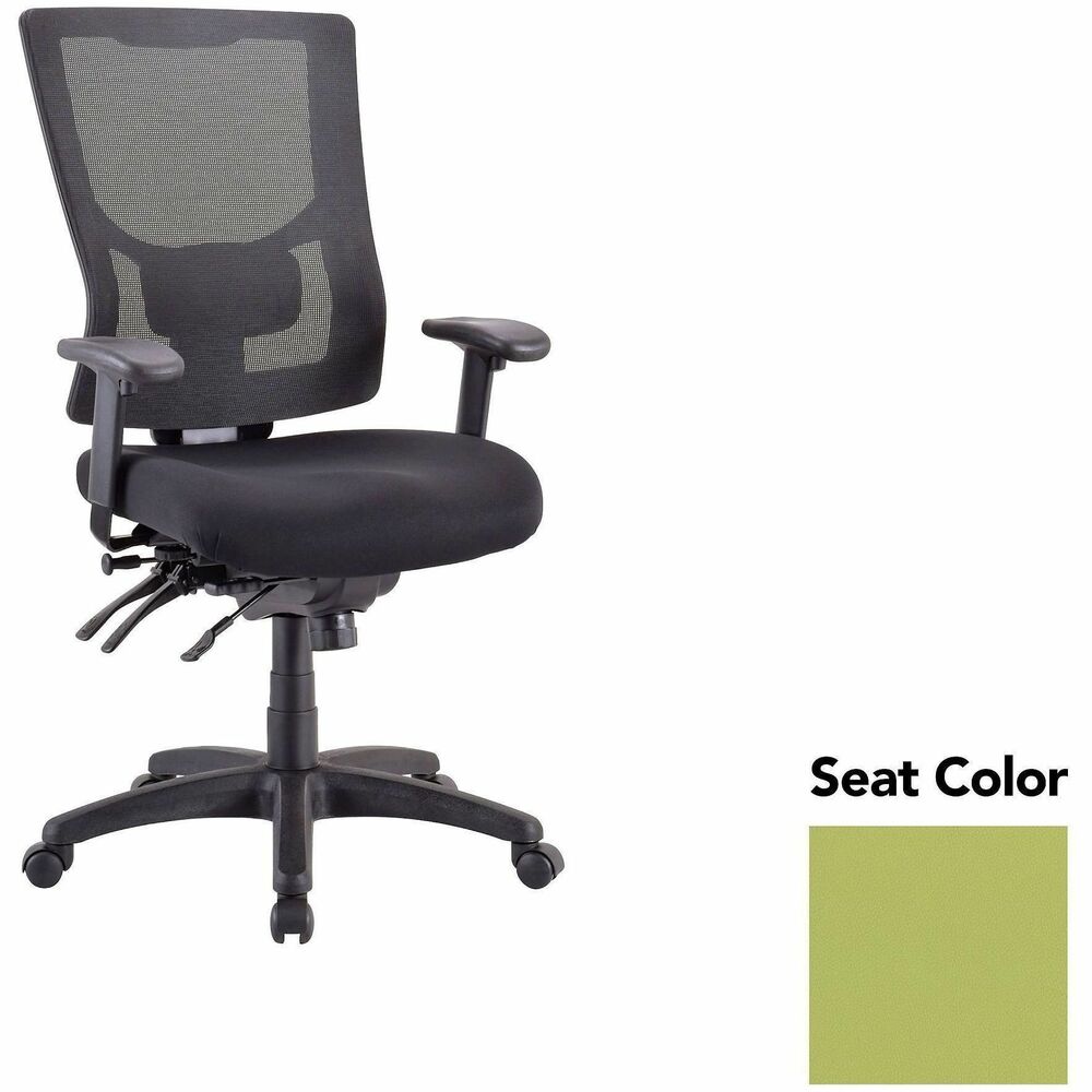 LLR62000009 - Executive chair with a high-back features a mesh back that allows air to flow freely when you're seated to help you stay cool throughout the day. Upholstered seat cushion provides comfortable support through years of use. Lumbar support offers ergonomic support for your lower back to help prevent strain through extended seating. Executive chair also includes a ratchet back, seat slider seat, tilt tension and more.