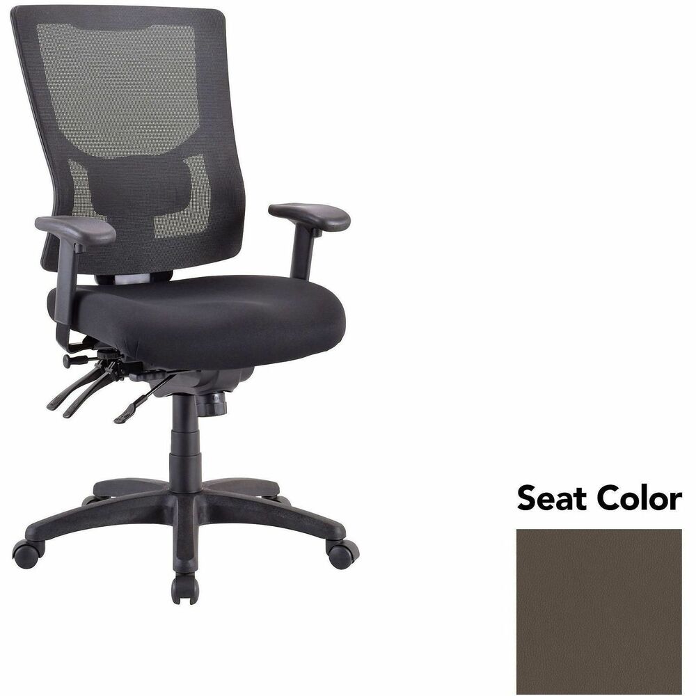 LLR62000077 - Executive chair with a high-back features a mesh back that allows air to flow freely when you're seated to help you stay cool throughout the day. Upholstered seat cushion provides comfortable support through years of use. Lumbar support offers ergonomic support for your lower back to help prevent strain through extended seating. Executive chair also includes a ratchet back, seat slider seat, tilt tension and more.