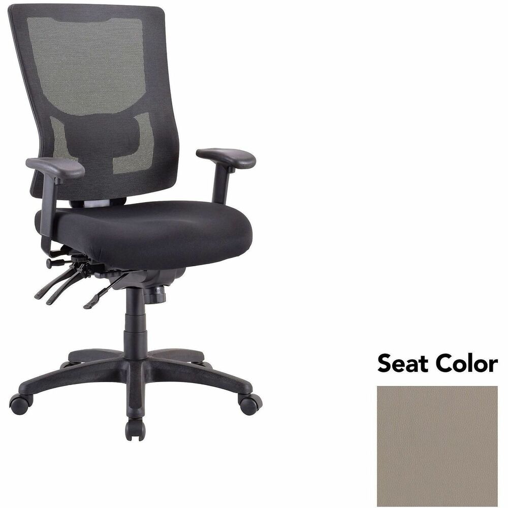 LLR62000008 - Executive chair with a high-back features a mesh back that allows air to flow freely when you're seated to help you stay cool throughout the day. Upholstered seat cushion provides comfortable support through years of use. Lumbar support offers ergonomic support for your lower back to help prevent strain through extended seating. Executive chair also includes a ratchet back, seat slider seat, tilt tension and more.