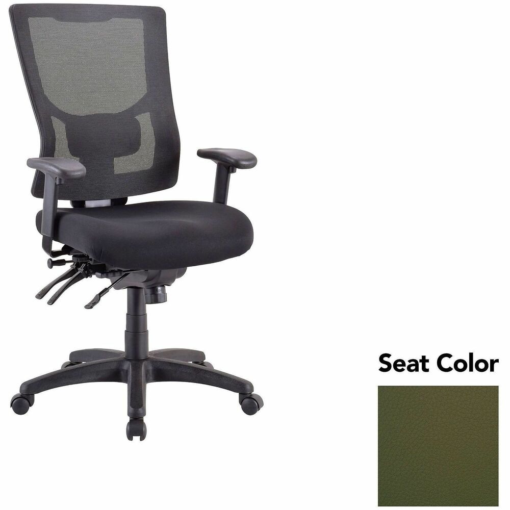 LLR6200027 - Executive chair with a high-back features a mesh back that allows air to flow freely when you're seated to help you stay cool throughout the day. Upholstered seat cushion provides comfortable support through years of use. Lumbar support offers ergonomic support for your lower back to help prevent strain through extended seating. Executive chair also includes a ratchet back, seat slider seat, tilt tension and more.
