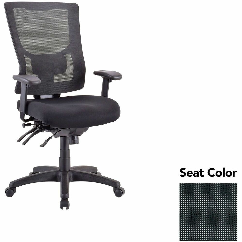 LLR6200035 - Executive chair with a high-back features a mesh back that allows air to flow freely when you're seated to help you stay cool throughout the day. Upholstered seat cushion provides comfortable support through years of use. Lumbar support offers ergonomic support for your lower back to help prevent strain through extended seating. Executive chair also includes a ratchet back, seat slider seat, tilt tension and more.