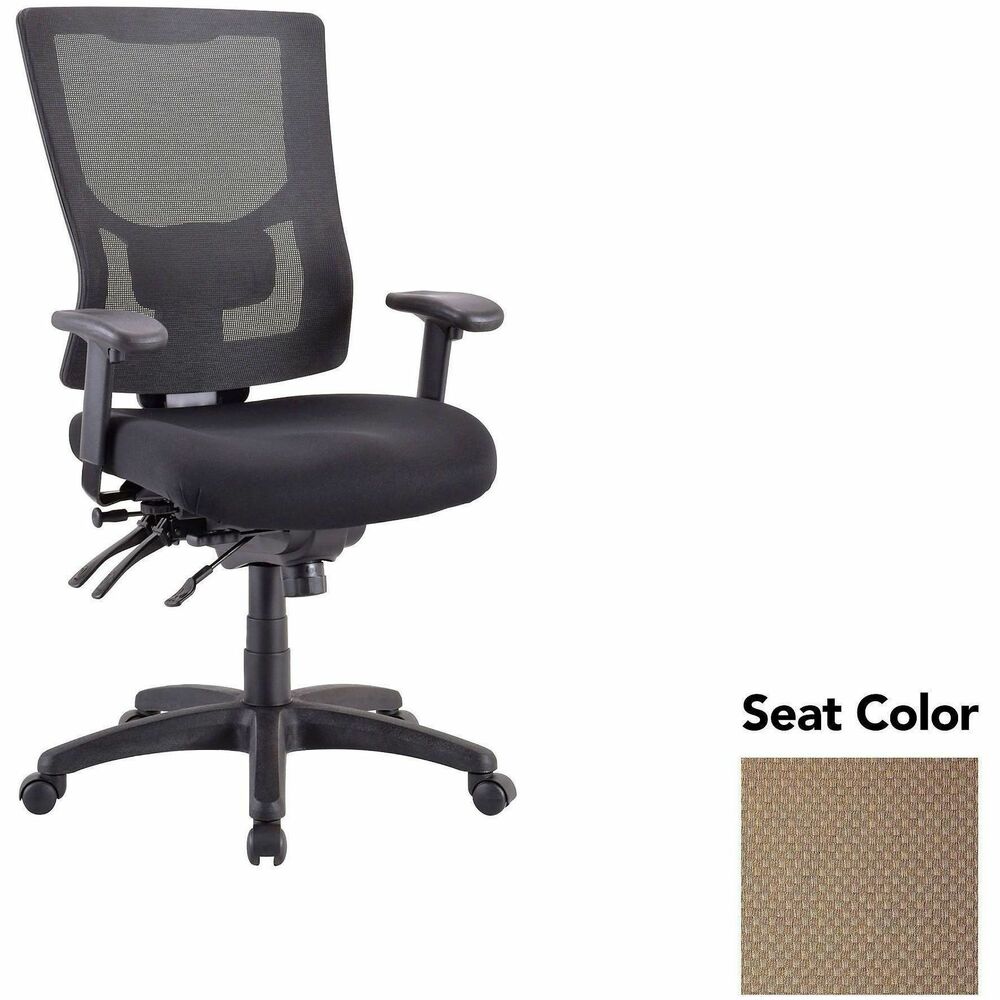 LLR6200062 - Executive chair with a high-back features a mesh back that allows air to flow freely when you're seated to help you stay cool throughout the day. Upholstered seat cushion provides comfortable support through years of use. Lumbar support offers ergonomic support for your lower back to help prevent strain through extended seating. Executive chair also includes a ratchet back, seat slider seat, tilt tension and more.