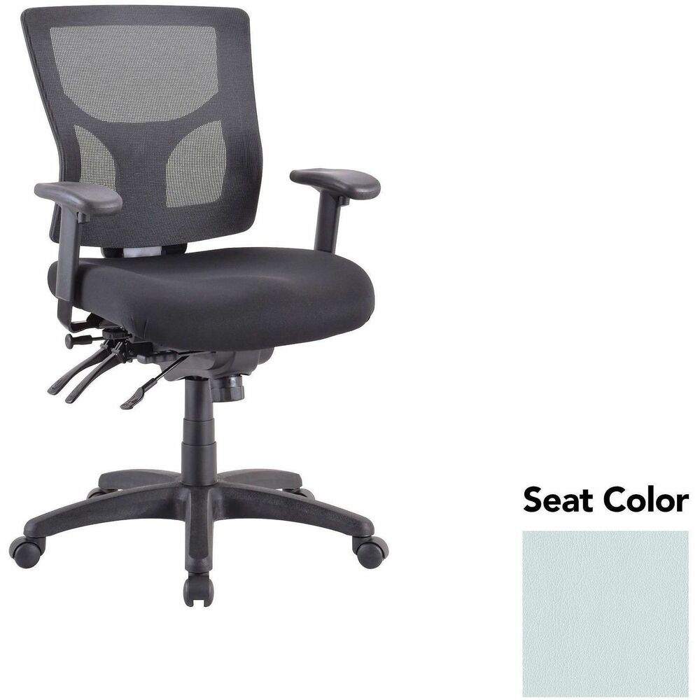 LLR62001102 - Executive chair with a mid-back features a mesh back that allows air to flow freely when you're seated to help you stay cool throughout the day. Extra-thick padded seat provides superior comfortable support through years of use. Lumbar support offers ergonomic support for your lower back to help prevent strain through extended seating. Executive chair also includes a ratchet back, seat slider seat, tilt tension and more.