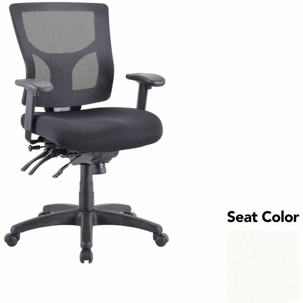 LLR62001103 - Executive chair with a mid-back features a mesh back that allows air to flow freely when you're seated to help you stay cool throughout the day. Extra-thick padded seat provides superior comfortable support through years of use. Lumbar support offers ergonomic support for your lower back to help prevent strain through extended seating. Executive chair also includes a ratchet back, seat slider seat, tilt tension and more.