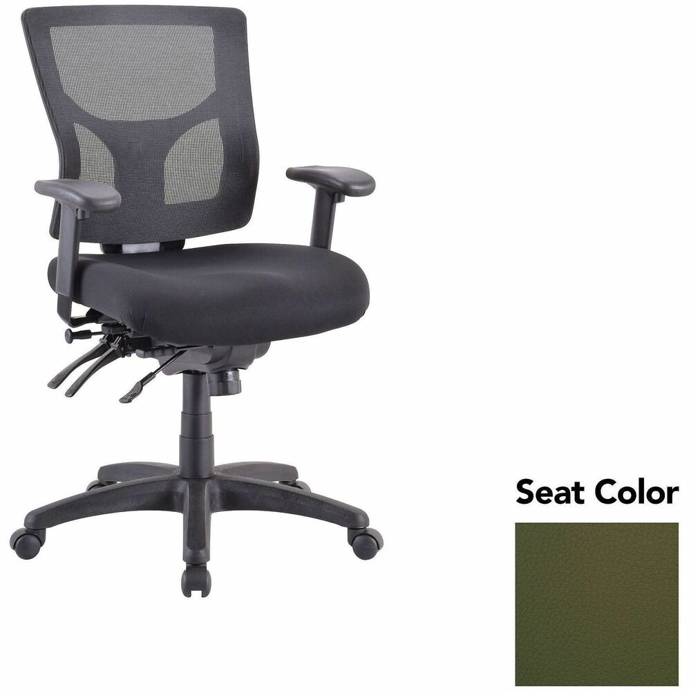 LLR6200127 - Executive chair with a mid-back features a mesh back that allows air to flow freely when you're seated to help you stay cool throughout the day. Extra-thick padded seat provides superior comfortable support through years of use. Lumbar support offers ergonomic support for your lower back to help prevent strain through extended seating. Executive chair also includes a ratchet back, seat slider seat, tilt tension and more.