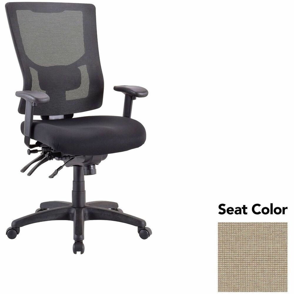 LLR6200087 - Executive chair with a high-back features a mesh back that allows air to flow freely when you're seated to help you stay cool throughout the day. Upholstered seat cushion provides comfortable support through years of use. Lumbar support offers ergonomic support for your lower back to help prevent strain through extended seating. Executive chair also includes a ratchet back, seat slider seat, tilt tension and more.