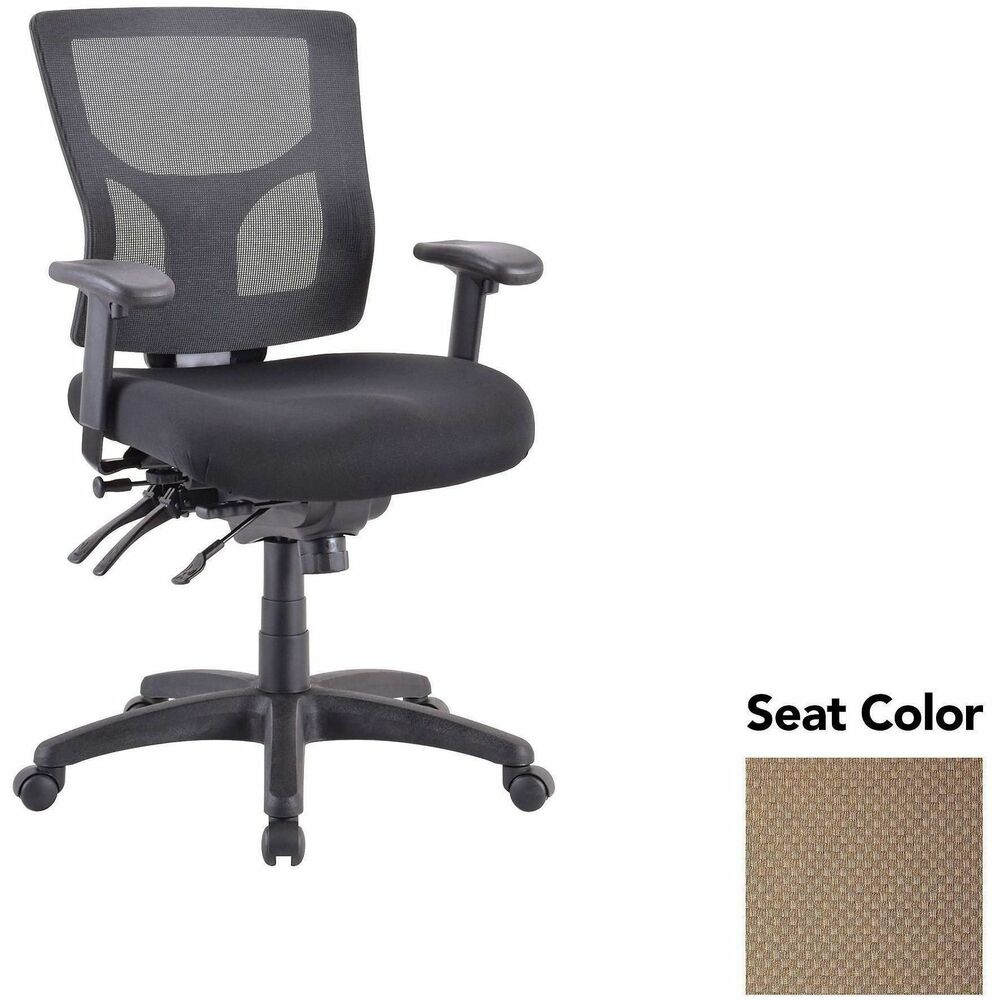 LLR6200162 - Executive chair with a mid-back features a mesh back that allows air to flow freely when you're seated to help you stay cool throughout the day. Extra-thick padded seat provides superior comfortable support through years of use. Lumbar support offers ergonomic support for your lower back to help prevent strain through extended seating. Executive chair also includes a ratchet back, seat slider seat, tilt tension and more.