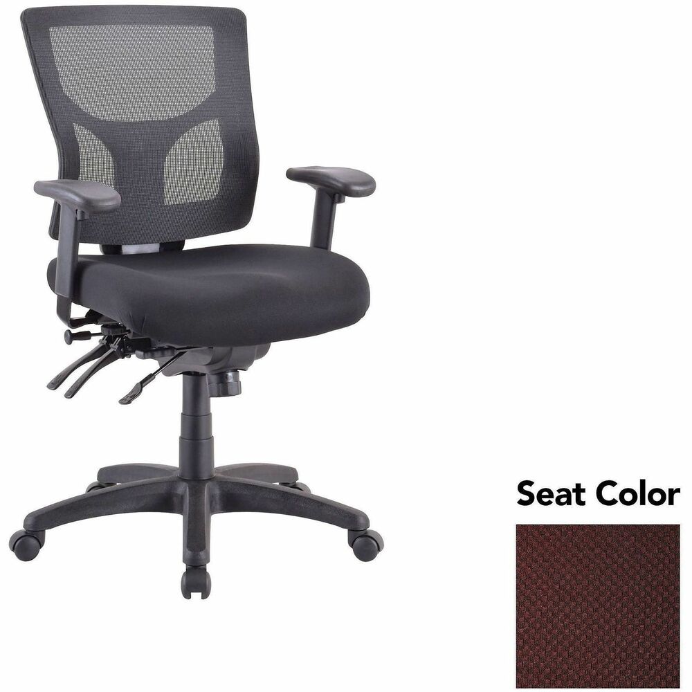 LLR6200164 - Executive chair with a mid-back features a mesh back that allows air to flow freely when you're seated to help you stay cool throughout the day. Extra-thick padded seat provides superior comfortable support through years of use. Lumbar support offers ergonomic support for your lower back to help prevent strain through extended seating. Executive chair also includes a ratchet back, seat slider seat, tilt tension and more.