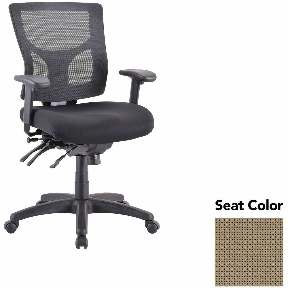LLR6200133 - Executive chair with a mid-back features a mesh back that allows air to flow freely when you're seated to help you stay cool throughout the day. Extra-thick padded seat provides superior comfortable support through years of use. Lumbar support offers ergonomic support for your lower back to help prevent strain through extended seating. Executive chair also includes a ratchet back, seat slider seat, tilt tension and more.