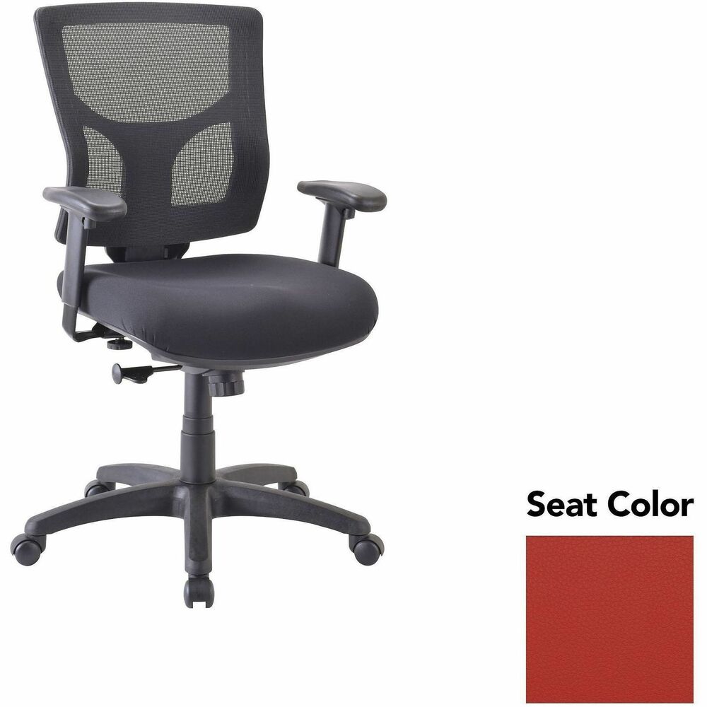 LLR62008075 - Conjure Swivel/Tilt Task Chair offers lumbar support and built-in ratchet back for easy back-height adjustment. Back is upholstered in breathable mesh for cradling comfort. Ergonomically designed mid-back is perfect for the natural curvature of a person's back. Included arms with polyurethane pads adjust in height and width to suit your needs. Other functions include pneumatic seat-height adjustment and 360-degree swivel. Reinforced nylon base is equipped with nylon casters for easy mobility.