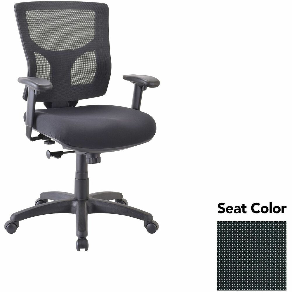 LLR6200835 - Conjure Swivel/Tilt Task Chair offers lumbar support and built-in ratchet back for easy back-height adjustment. Back is upholstered in breathable mesh for cradling comfort. Ergonomically designed mid-back is perfect for the natural curvature of a person's back. Included arms with polyurethane pads adjust in height and width to suit your needs. Other functions include pneumatic seat-height adjustment and 360-degree swivel. Reinforced nylon base is equipped with nylon casters for easy mobility.