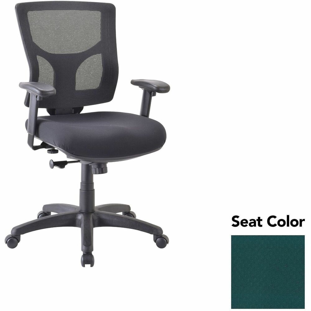 LLR6200850 - Conjure Swivel/Tilt Task Chair offers lumbar support and built-in ratchet back for easy back-height adjustment. Back is upholstered in breathable mesh for cradling comfort. Ergonomically designed mid-back is perfect for the natural curvature of a person's back. Included arms with polyurethane pads adjust in height and width to suit your needs. Other functions include pneumatic seat-height adjustment and 360-degree swivel. Reinforced nylon base is equipped with nylon casters for easy mobility.
