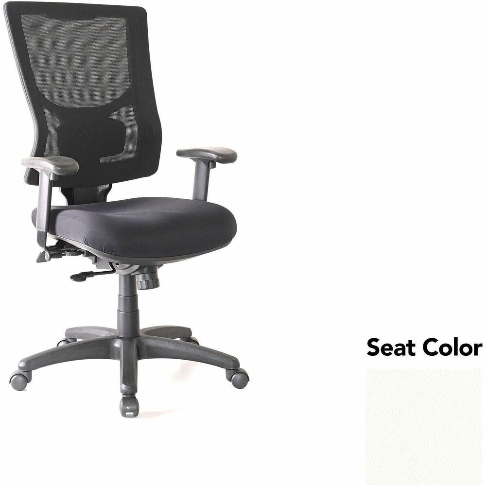 LLR62015103 - Conjure High-Back Office Chair delivers customized comfort to get you through the workday. Built-in ratchet back and lumbar support adjust in height to better position the high-strength, breathable mesh back according to your needs. Arms softly padded with polyurethane adjust in height and width. Seat slider function adjusts in depth so you can move it forward or back and then lock it into position. Other functions include knee-tilt mechanism with three-position lock, seat-height adjustment, tilt tension adjustment and 360-degree swivel. Reinforced nylon base is equipped with nylon casters for easy mobility. Weight capacity is 275 lb.