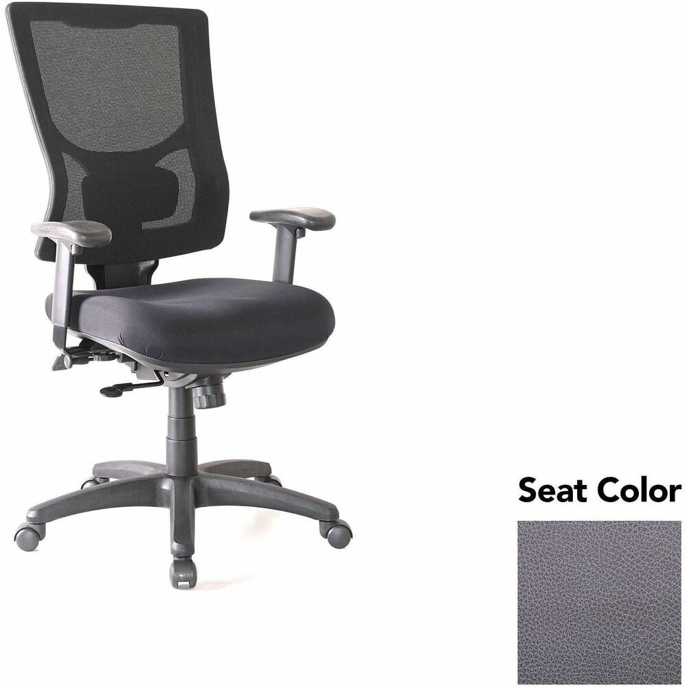 LLR62015101 - Conjure High-Back Office Chair delivers customized comfort to get you through the workday. Built-in ratchet back and lumbar support adjust in height to better position the high-strength, breathable mesh back according to your needs. Arms softly padded with polyurethane adjust in height and width. Seat slider function adjusts in depth so you can move it forward or back and then lock it into position. Other functions include knee-tilt mechanism with three-position lock, seat-height adjustment, tilt tension adjustment and 360-degree swivel. Reinforced nylon base is equipped with nylon casters for easy mobility. Weight capacity is 275 lb.