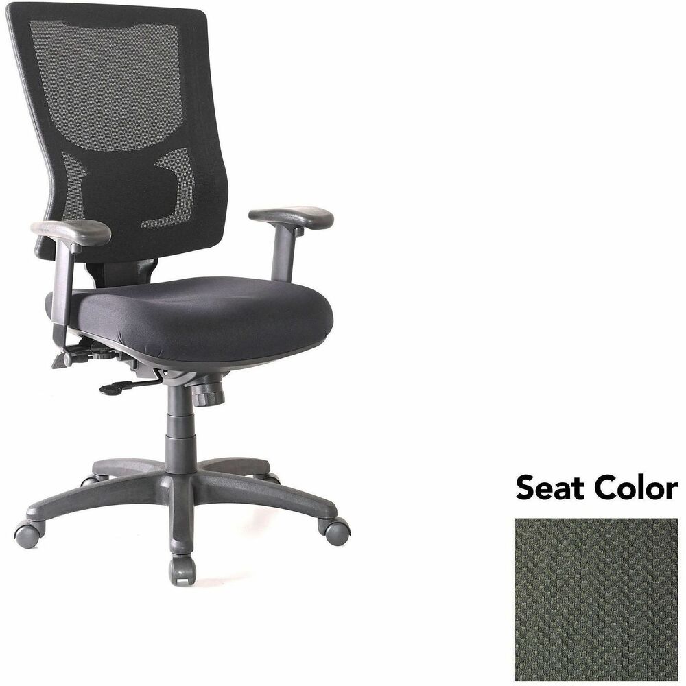 LLR6201567 - Conjure High-Back Office Chair delivers customized comfort to get you through the workday. Built-in ratchet back and lumbar support adjust in height to better position the high-strength, breathable mesh back according to your needs. Arms softly padded with polyurethane adjust in height and width. Seat slider function adjusts in depth so you can move it forward or back and then lock it into position. Other functions include knee-tilt mechanism with three-position lock, seat-height adjustment, tilt tension adjustment and 360-degree swivel. Reinforced nylon base is equipped with nylon casters for easy mobility. Weight capacity is 275 lb.