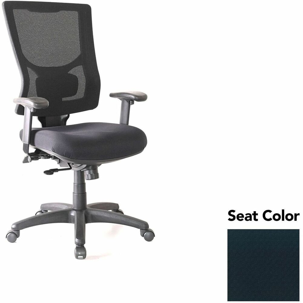 LLR6201549 - Conjure High-Back Office Chair delivers customized comfort to get you through the workday. Built-in ratchet back and lumbar support adjust in height to better position the high-strength, breathable mesh back according to your needs. Arms softly padded with polyurethane adjust in height and width. Seat slider function adjusts in depth so you can move it forward or back and then lock it into position. Other functions include knee-tilt mechanism with three-position lock, seat-height adjustment, tilt tension adjustment and 360-degree swivel. Reinforced nylon base is equipped with nylon casters for easy mobility. Weight capacity is 275 lb.